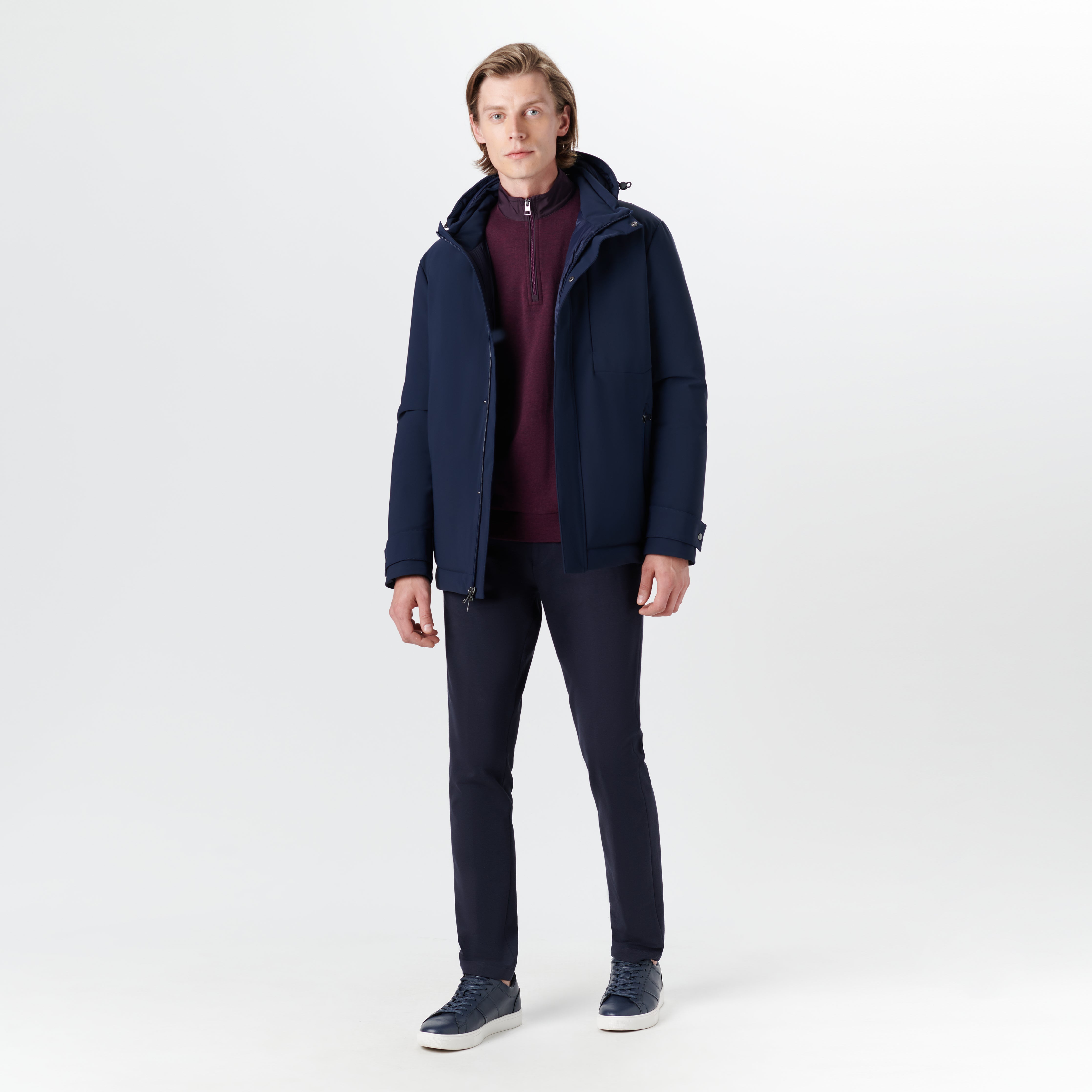 Men's Bomber Jacket with Detachable Hood - Lightweight Waterproof Windbreaker for Outdoor Activities, Travel & Casual Wear