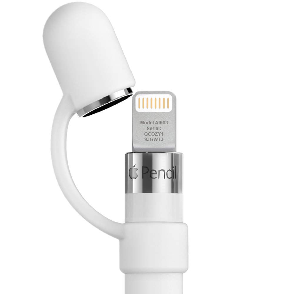 Apple Pencil Holder & Protective Cover - Secure Cap Holder with Tether for Apple Pencil 1st Gen | Compatible with iPad Pro | Prevents Loss & Damage | Perfect for Students, Artists & Professionals (White)