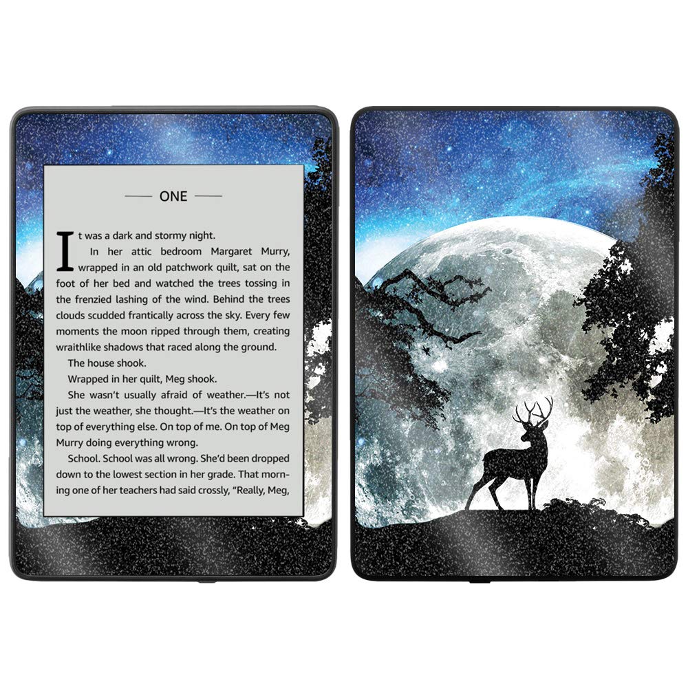 MightySkins Glossy Glitter Skin Cover for Kindle Paperwhite 2018 Waterproof Model - Moonlight Deer Design | Protective Durable High-Gloss Finish | Easy to Apply & Remove | Made in USA | Perfect for Reading, Travel & Gift Giving
