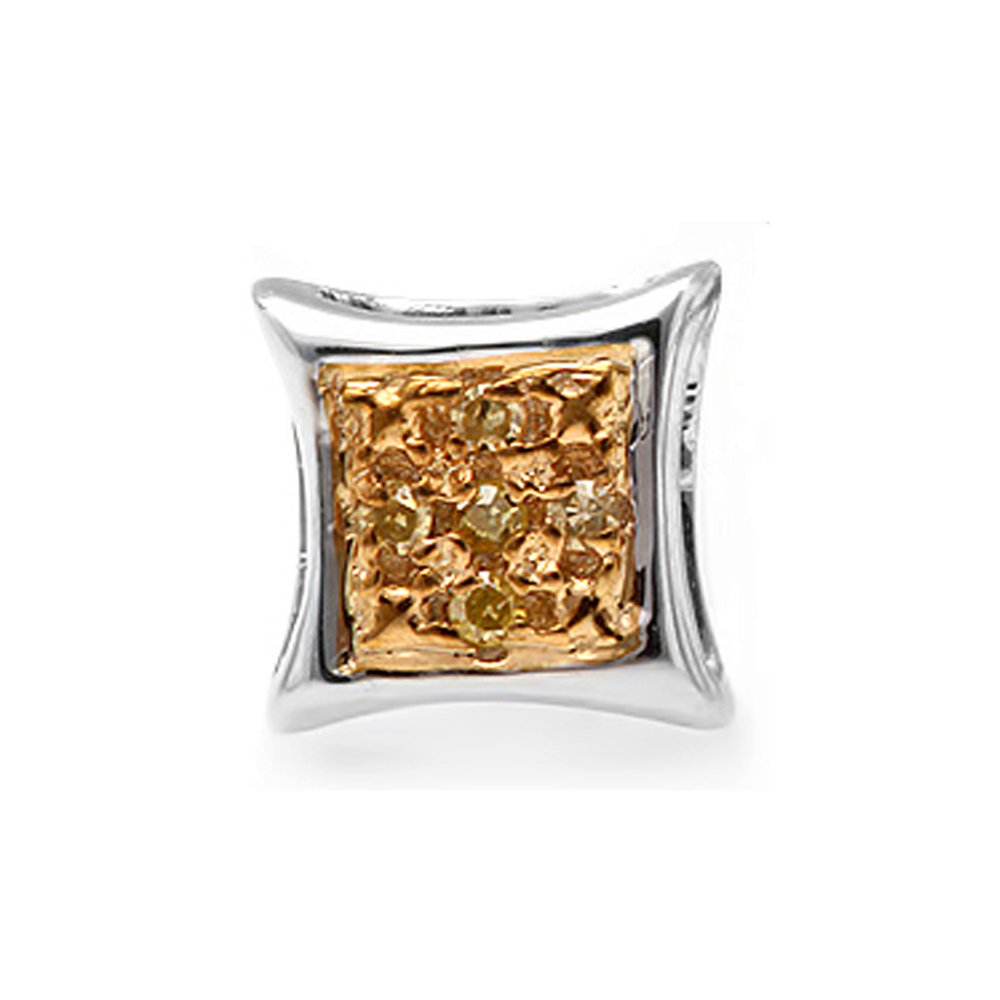 0.03ct Round Yellow Diamond Stud Earrings - Kite Shape Micro Pave Setting - Dazzlingrock Collection - Perfect for Weddings, Parties & Special Occasions