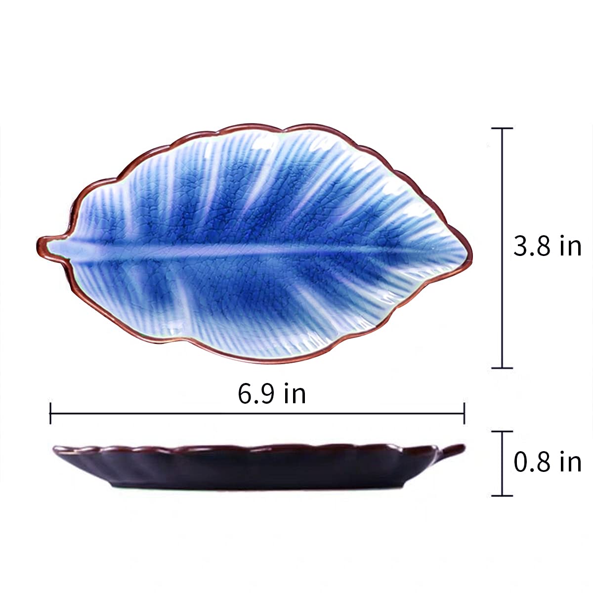 Blue Leaf Shaped Ceramic Spoon Rest Set of 2 - 7 Inch Porcelain Kitchen Counter Utensil Holder, Farmhouse Decor & Dishwasher Safe Accessories - Perfect for Cooking, Serving & Organizing Spoons in Modern or Rustic Kitchens
