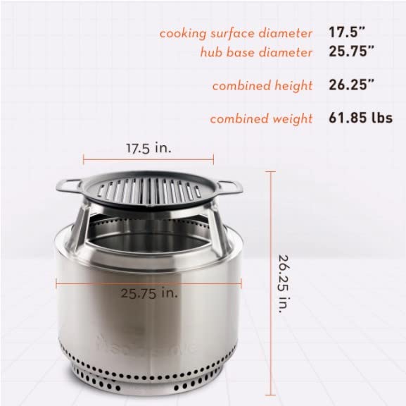 Solo Stove Yukon 2.0 Cast Iron Grill & Smokeless Fire Pit Bundle - Portable Wood Burning Outdoor Cooking Set with Stand, Grill Hub & Removable Ash Pan - 26.25in Height x 25.75in Diameter - Perfect for Backyard BBQs, Camping Trips & Patio Gatherings