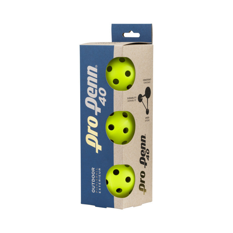 Pro Penn 40 Outdoor Pickleballs - 3 Pack Official Tournament Balls for Pickleball Games & Practice