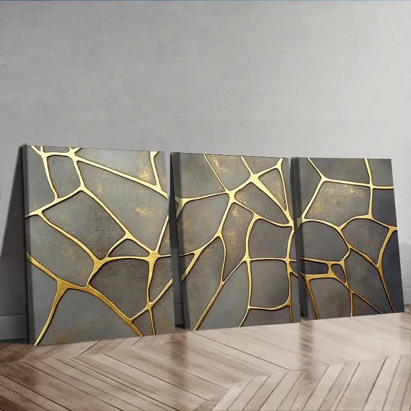 3-Piece Geometric Pattern Wall Art Set - Framed Canvas Paintings 40x60cm - High Quality Prints - Ready to Hang - Modern Home & Office Decor - Perfect for Living Room, Bedroom or Gallery Wall Display