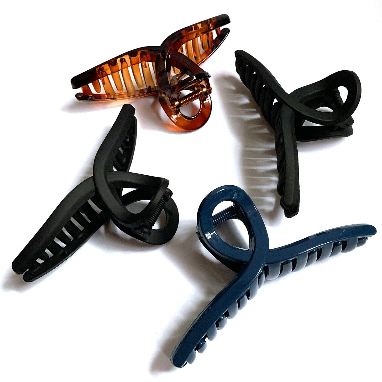 **No-Slip Softwrap Hair Claw Clips – 4 Inch Large Matte & Shiny Butterfly Clamps for Women & Girls – 4 Pack (2 Matte + 2 Shiny) – Perfect for Thin, Fine, or Thick Hair – Great for Work, Gym, and Everyday Styling**