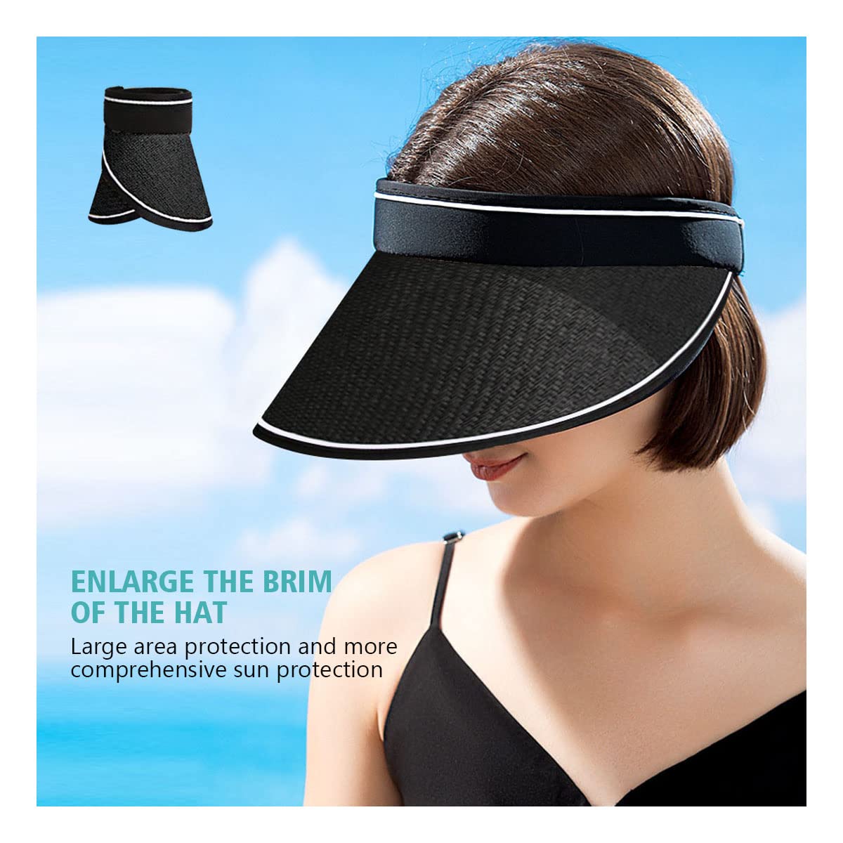 Miekeits Women's Wide Brim Sun Visor Hat - Adjustable Summer Beach Cap for Golf, Tennis & Outdoor Sports | UV Protection Sun Hat for Women's Active Lifestyle