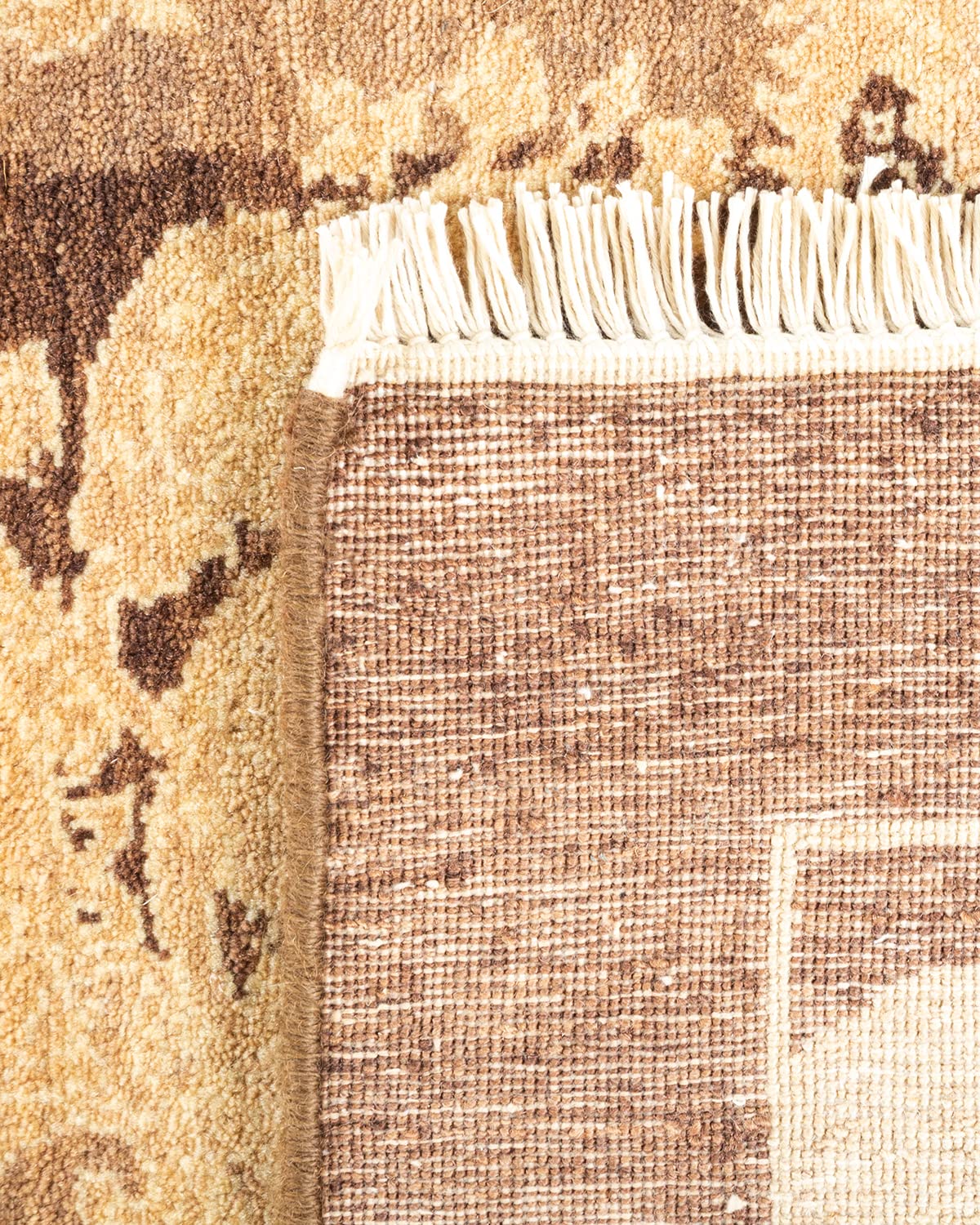 Handmade Wool Traditional Abstract Mogul Brown 4x6 Area Rug - One of a Kind Hand Knotted Solo Rugs for Living Room, Bedroom & Home Decor