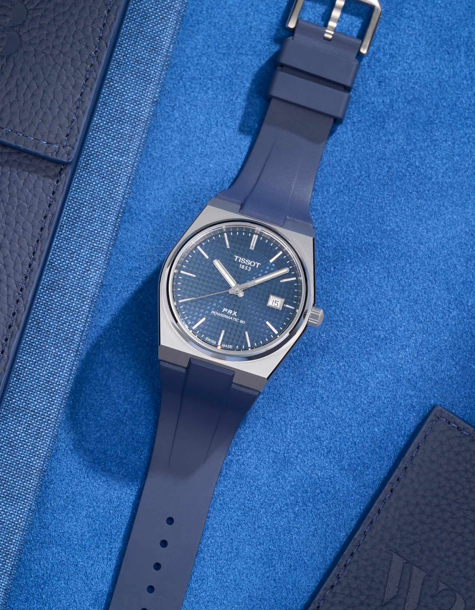Premium FKM Rubber Watch Band for Tissot PRX - Durable Blue Replacement Strap - Perfect for Swimming, Sports & Everyday Wear