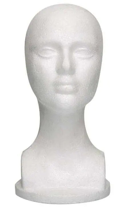 Styrofoam Mannequin Head with Short Neck - Perfect for Wig Display, Hat Styling, and Makeup Practice