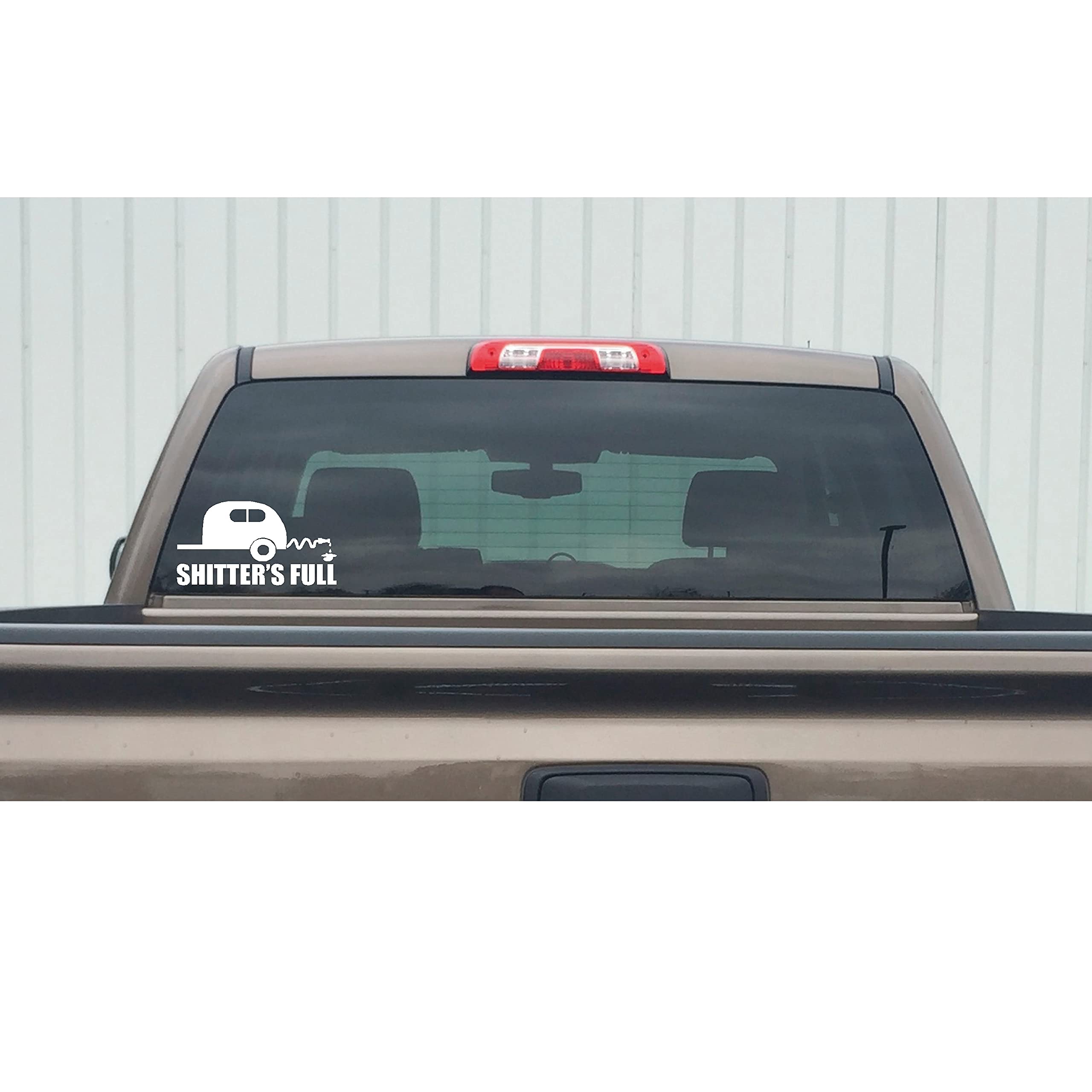 Camping Shitter's Full Window Decal - Funny RV Camper Sticker for Outdoor Enthusiasts - Waterfowldecals 7517-SW-1 (Medium, White) - Perfect for RV Windows, Campers & Hunting Vehicles