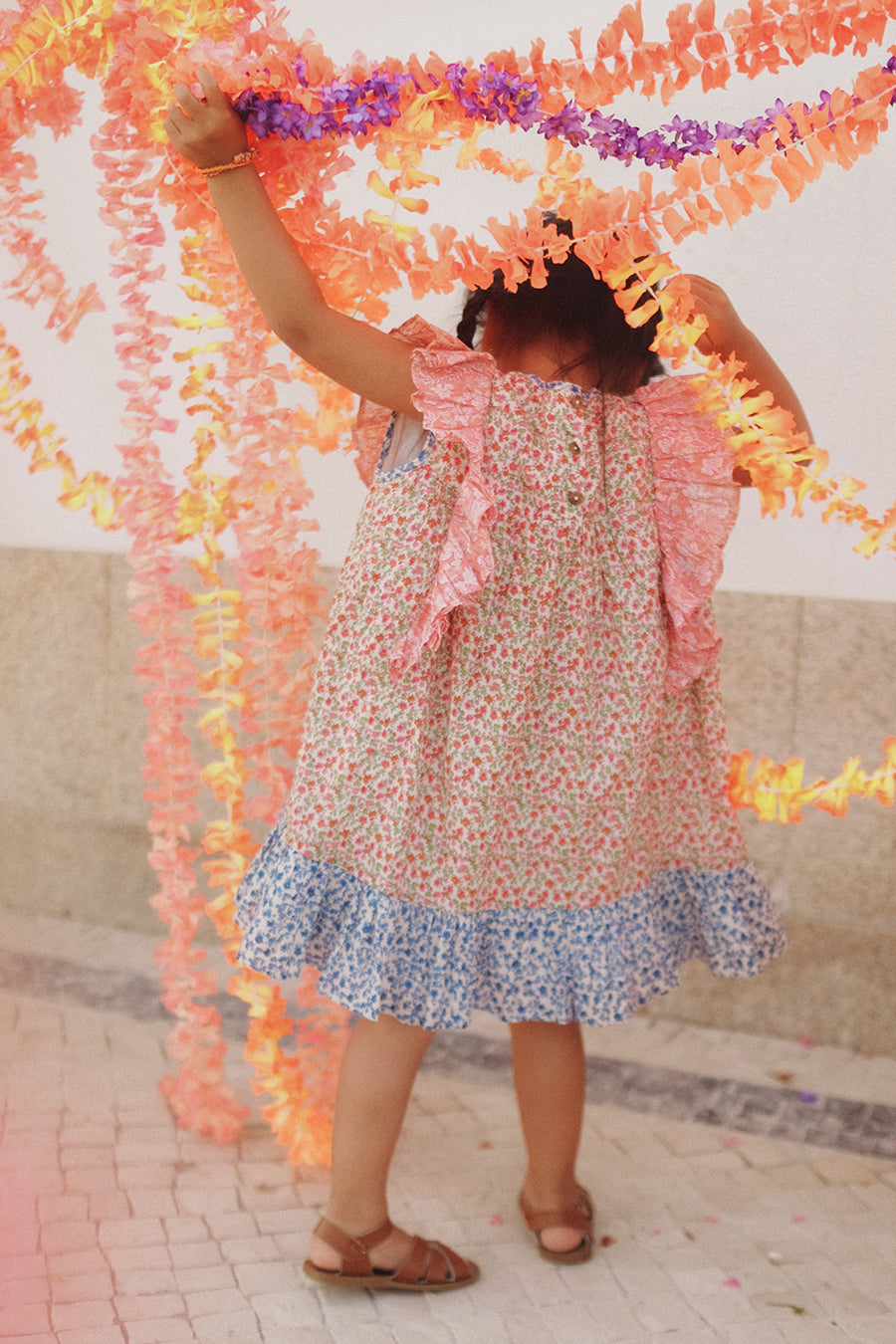Louise Misha Jyoti Girls Dress - Elegant Floral Print Summer Dress for Toddler & Kids - Perfect for Birthday Parties, School Events & Family Outings