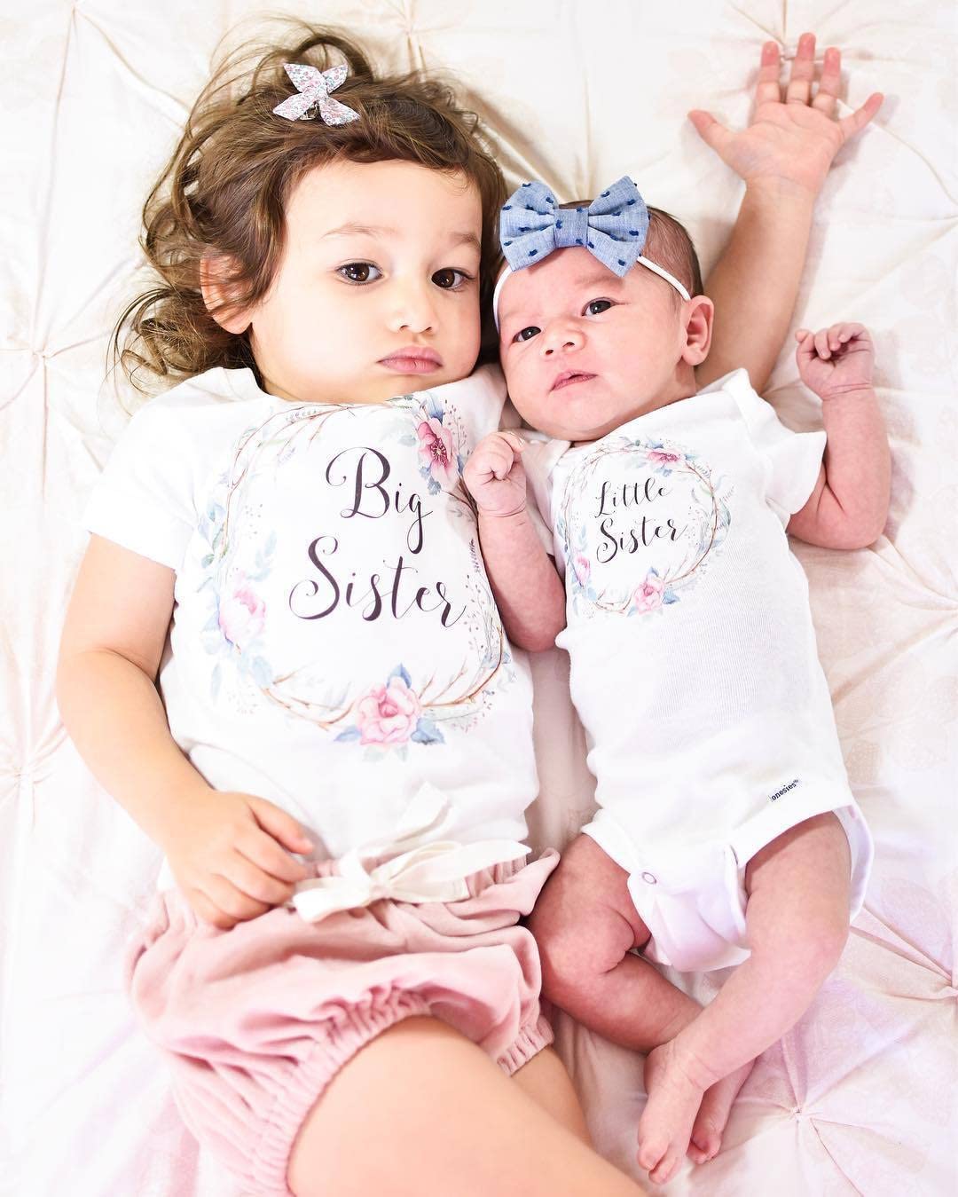 Big Sister Little Sister Baby Girl Outfits - Cute Matching Tee & Romper Set for Infant & Toddler Sisters | Perfect for Sibling Photos, Family Events & Special Occasions