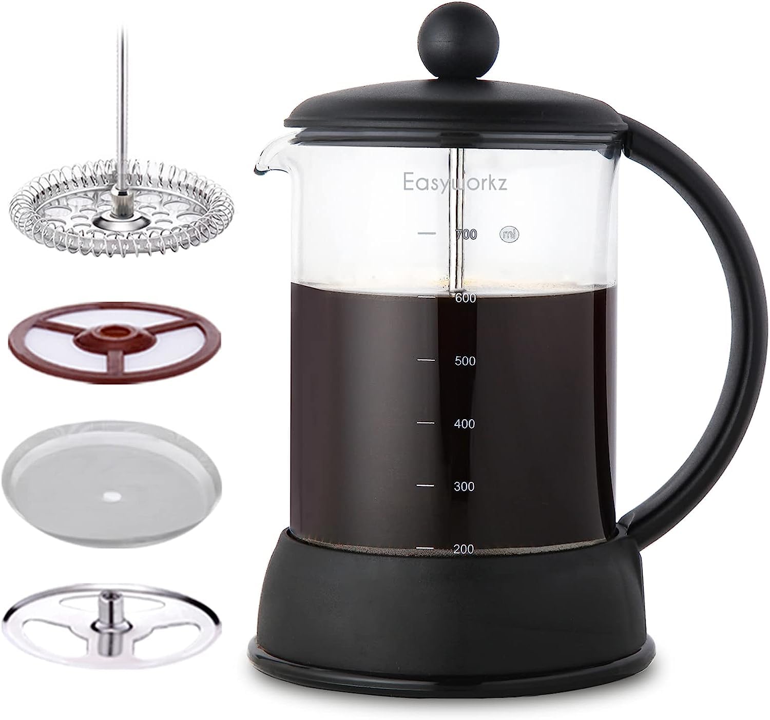Easyworkz Eclipse French Press Coffee Maker with Heat-Resistant Borosilicate Glass, 800ml - Perfect for Home, Office, and Camping Brewing