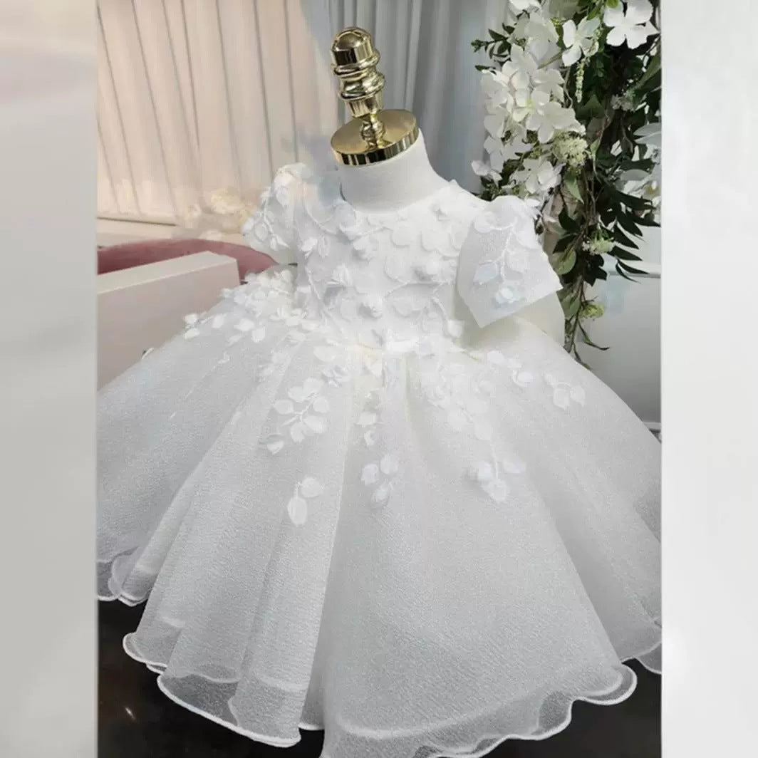Elegant Baby Girl First Communion Dress with Embroidery - Toddler Birthday Party Gown for Special Occasions | Perfect for Church Ceremonies, Christenings & Formal Events
