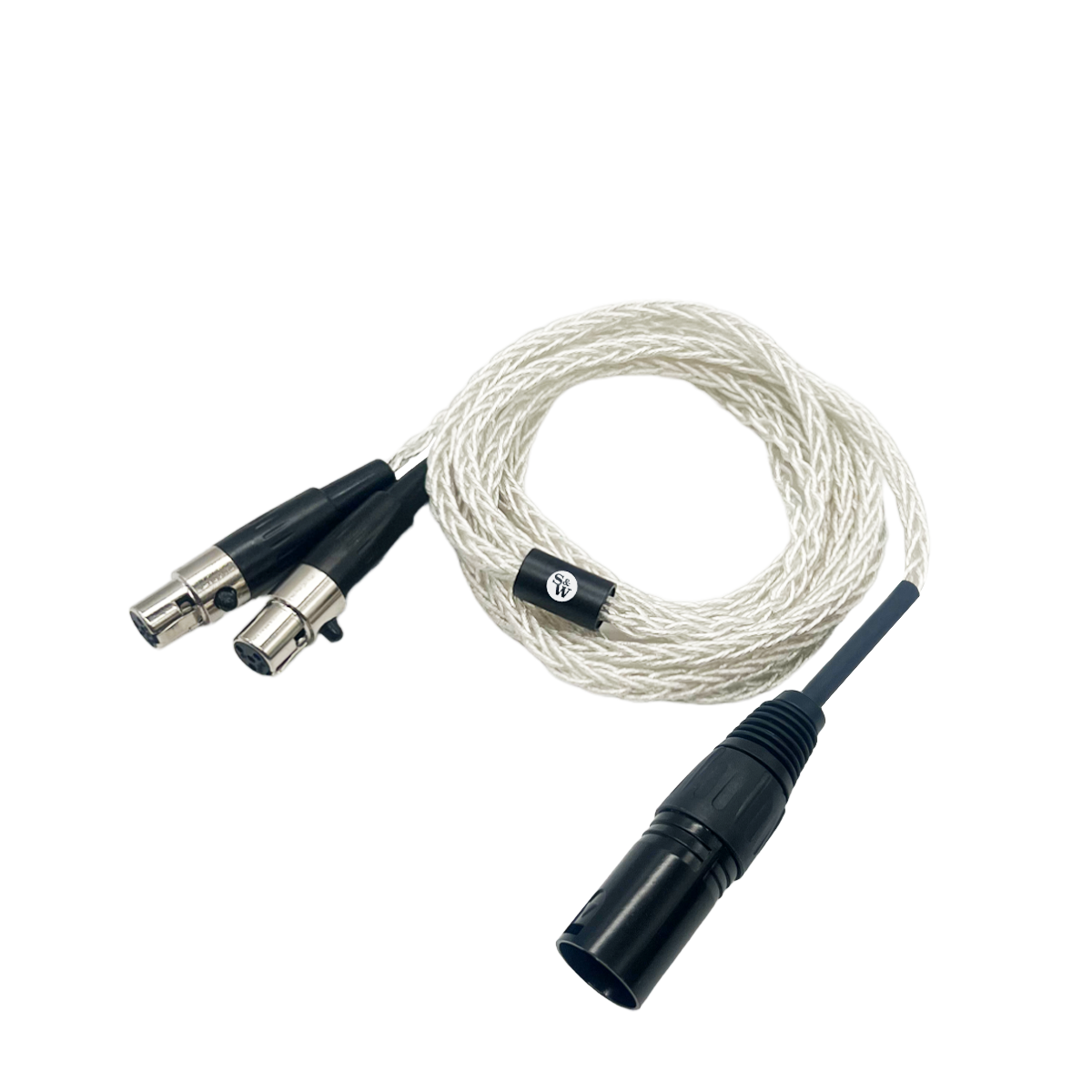 Strauss & Wagner Cannes Mini XLR 4-Pin XLR Balanced 8-Core OFC Silver Headphone Cable - Premium Audio Upgrade for Sennheiser, Beyerdynamic & Professional Studio Headphones