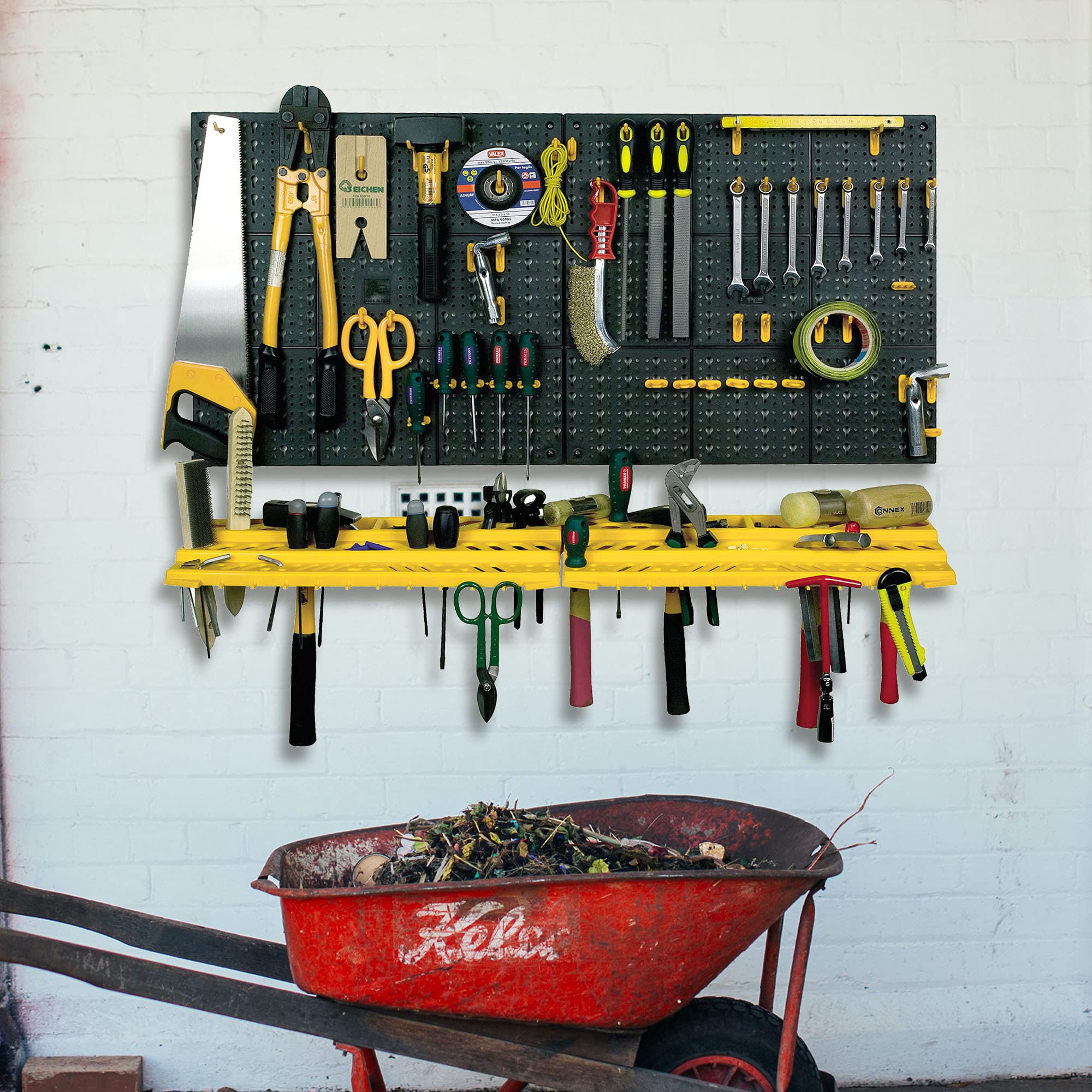 Garage Wall Tool Rack Storage Kit - Heavy Duty Tool Organizer with 50 Hooks for Home & Workshop - Perfect for DIY Projects, Garage Organization, and Tool Storage Solutions