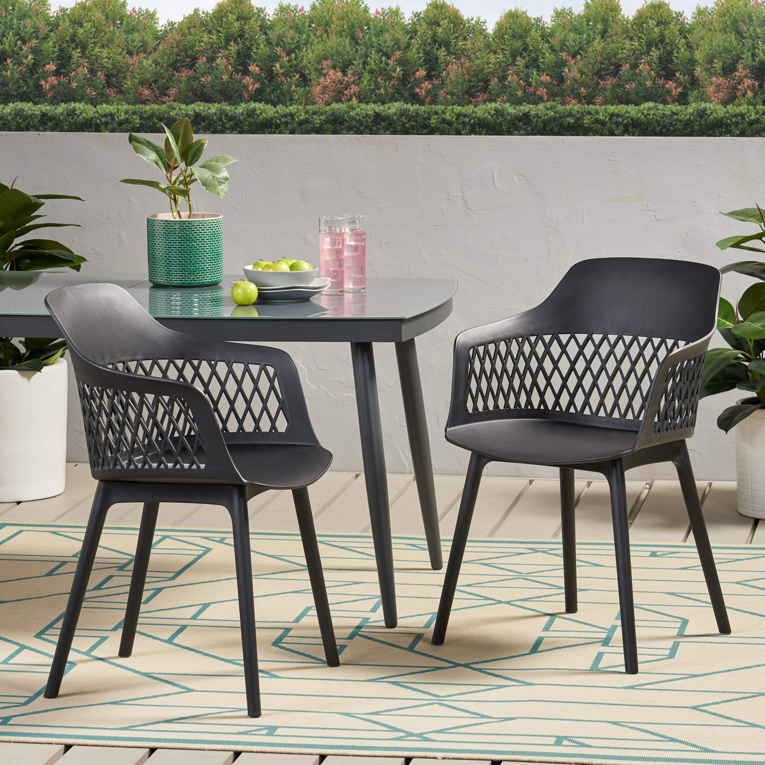 Christopher Knight Home Madeline Outdoor Dining Chairs (Set of 2) - Weather-Resistant Black Patio Furniture for Garden, Poolside, and Backyard Dining