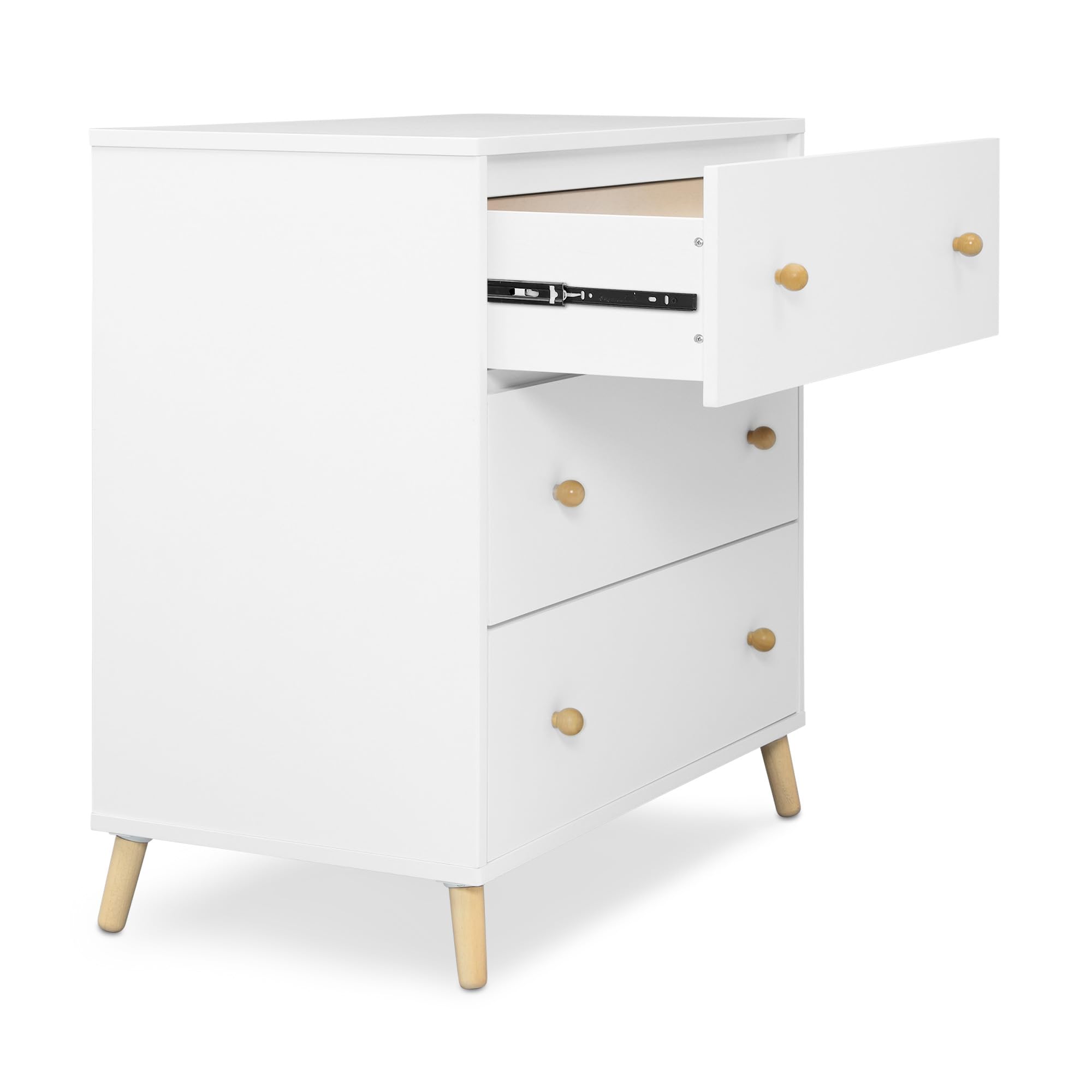 Delta Children Essex 3-Drawer Dresser with Interlocking Drawers, Bianca White/Natural - Sturdy Nursery Dresser for Baby Clothes & Essentials, Perfect for Kids' Bedroom Organization