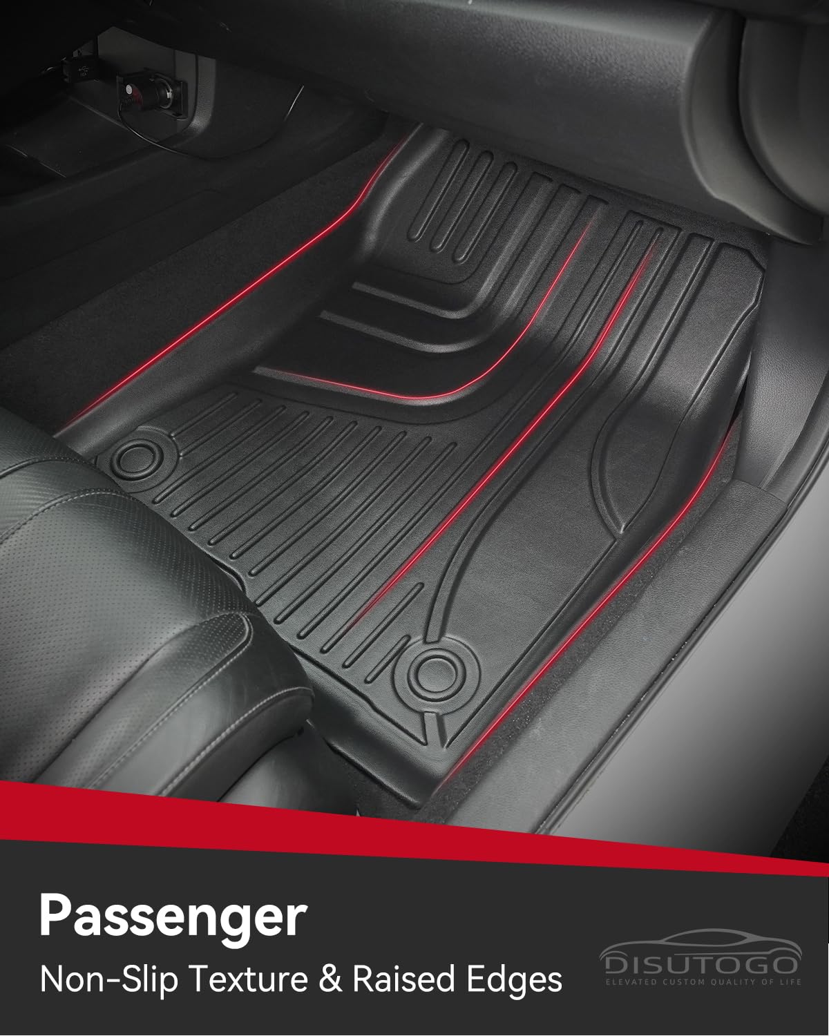 2022-2025 Honda Civic Sedan & 2023-2024 Acura Integra All Weather Floor Mats - TPE Rubber Floor Liners, Non-Slip, Odorless, Full Set (Black) - Perfect for Daily Commuting, Road Trips & All-Season Protection (Fits Sedan Models with Rear USB Ports, Not for Hatchback)