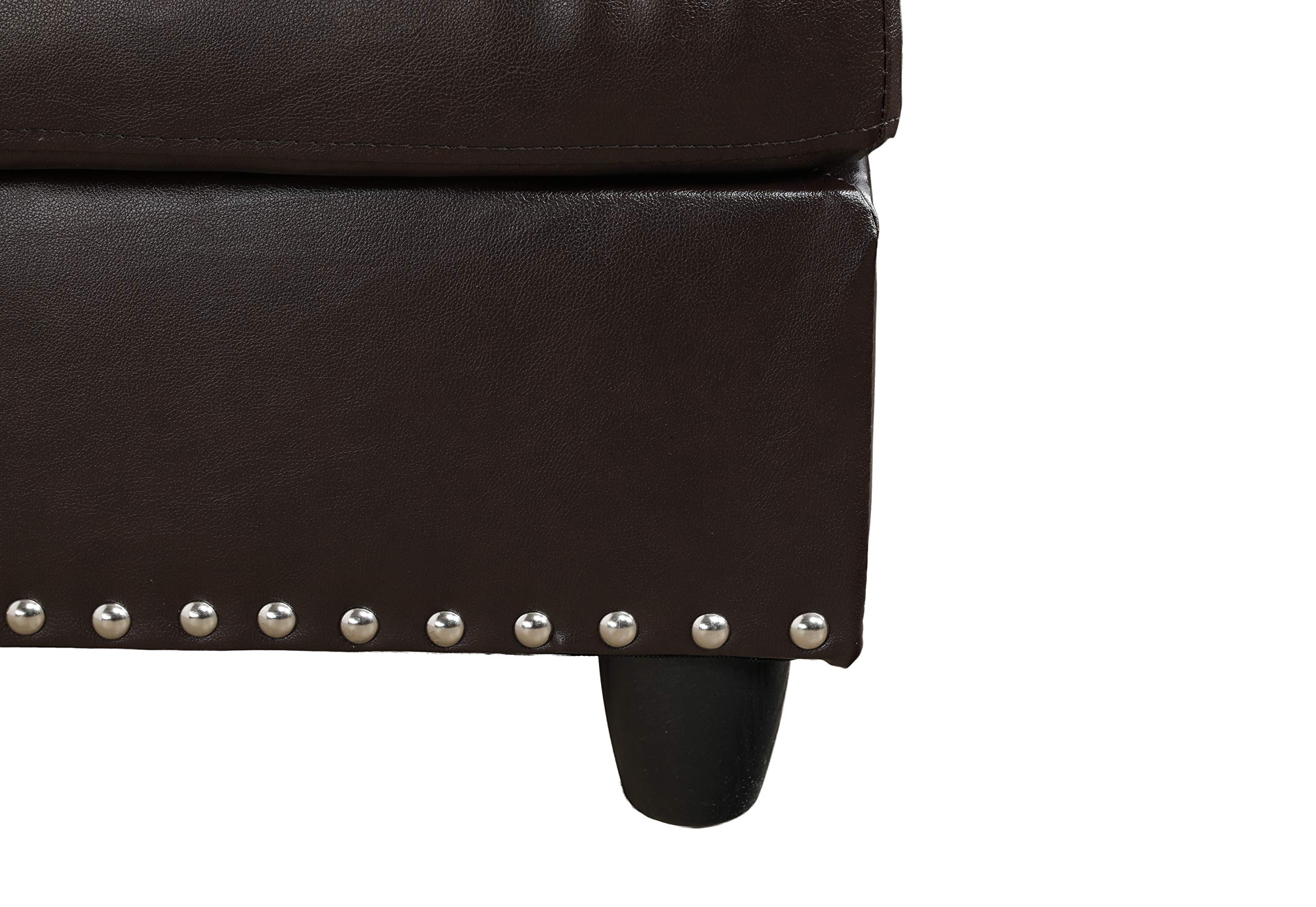 Modern L-Shaped Sectional Sofa with Chaise & Storage Ottoman - 3-Piece Faux Leather Living Room Couch with Cup Holders, Drop-Down Table & Memory Foam Cushions (Brown, Left-Facing) - Perfect for Small Spaces, Apartments and Cozy Family Gatherings