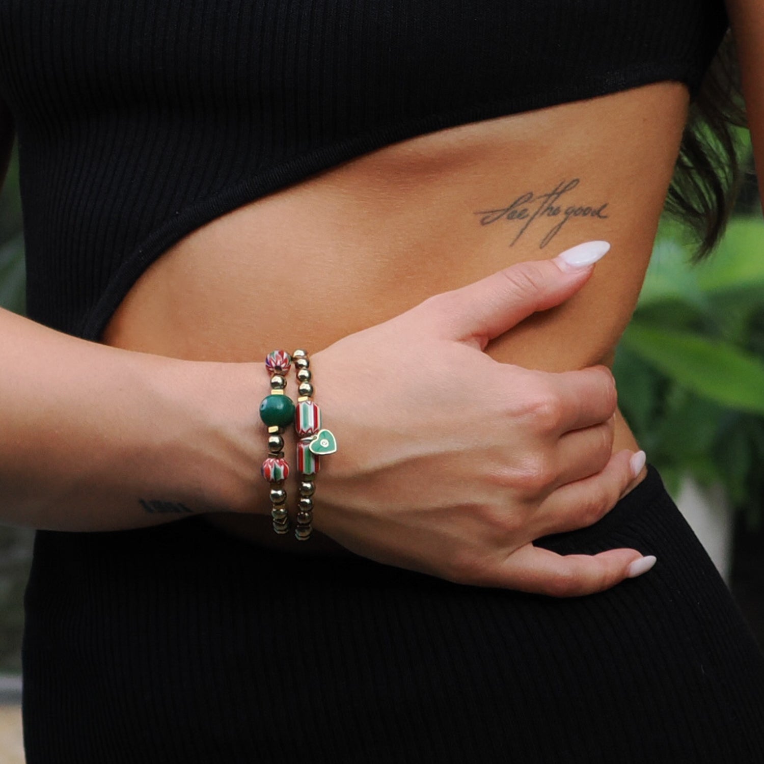 African & Gold Beaded Heart Charm Bracelet Set - Handmade Boho Jewelry for Women, Trendy Stackable Bracelets for Everyday Wear, Perfect Gift for Valentine's Day, Anniversary or Birthday - Ideal for Boho Fashion, Beach Outfits and Layered Bracelet Styling