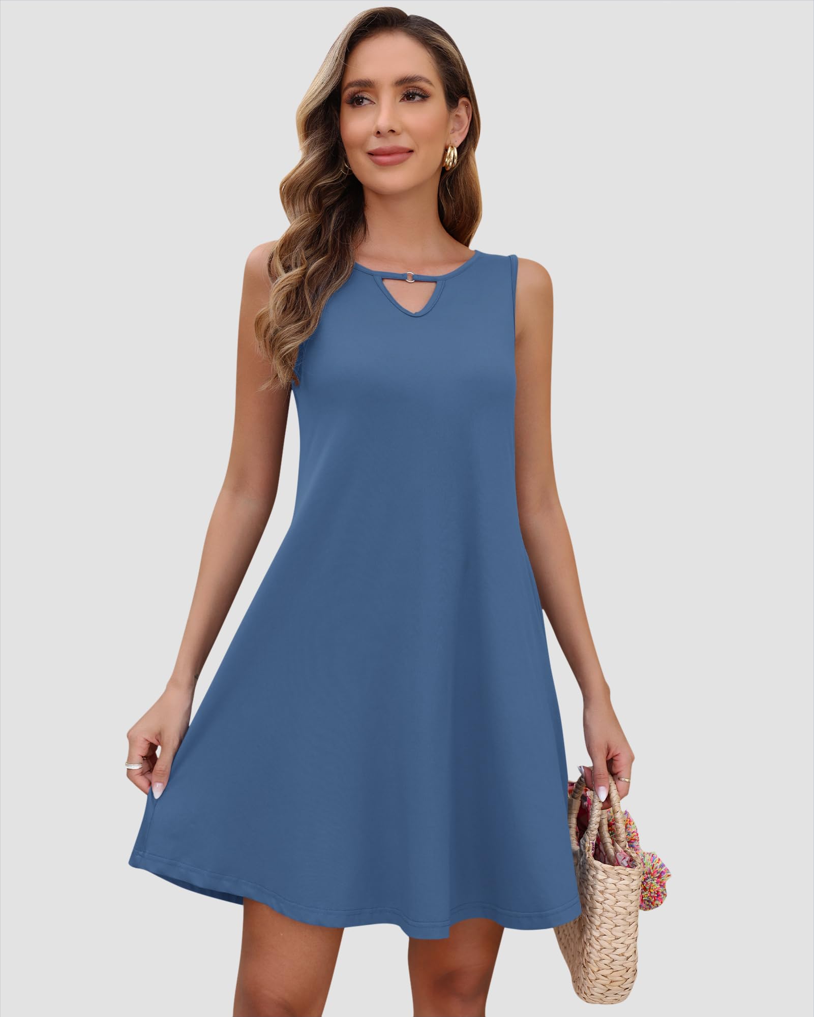 Women's Casual Sleeveless Sundress - Flowy Summer Dress with Pockets, Beach Cover Up, Party & Vacation Outfit