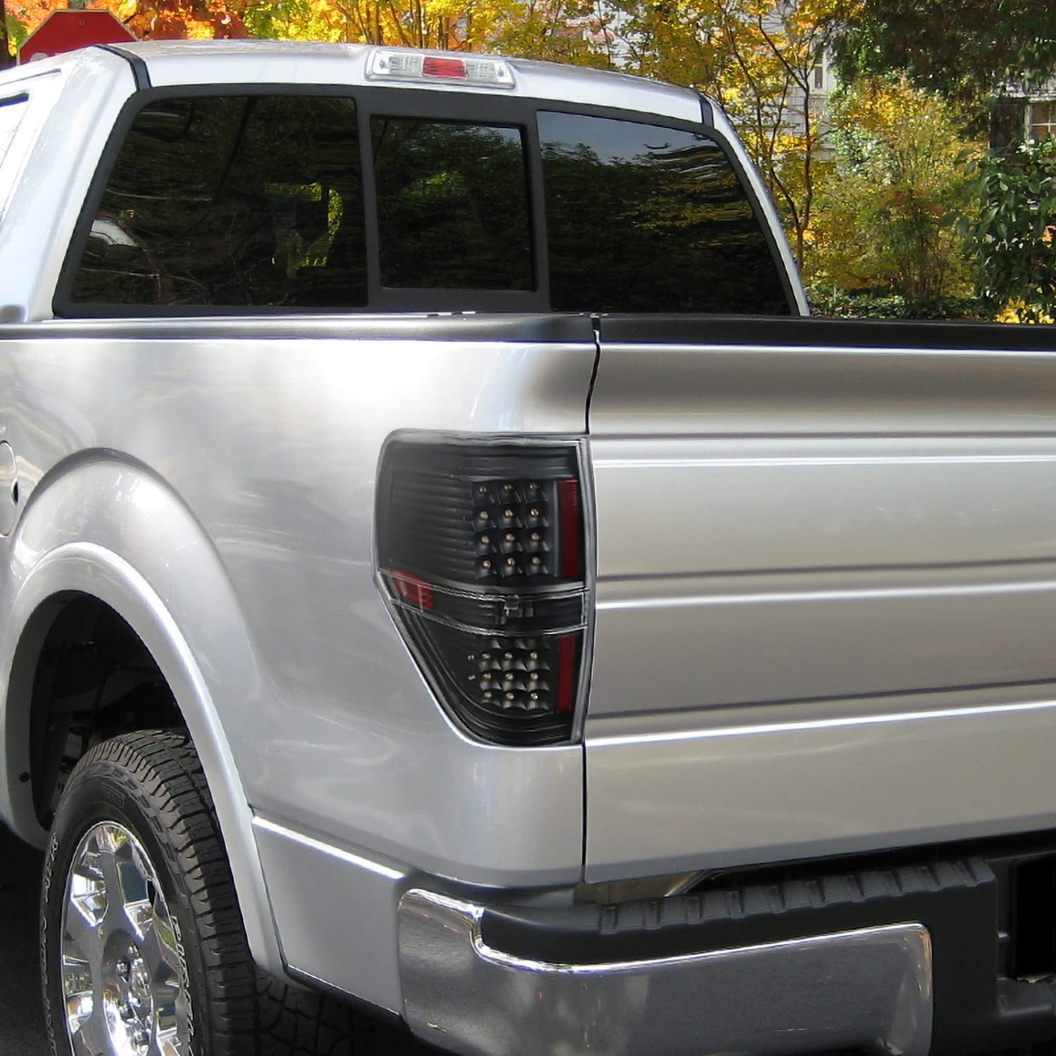 Spec-D Tuning LED Brake Lamps - Black Rear Tail Lights for 2009-2014 Ford F-150 (Pair, Left & Right) - High Visibility & Style Upgrade for Night Driving & Custom Truck Builds