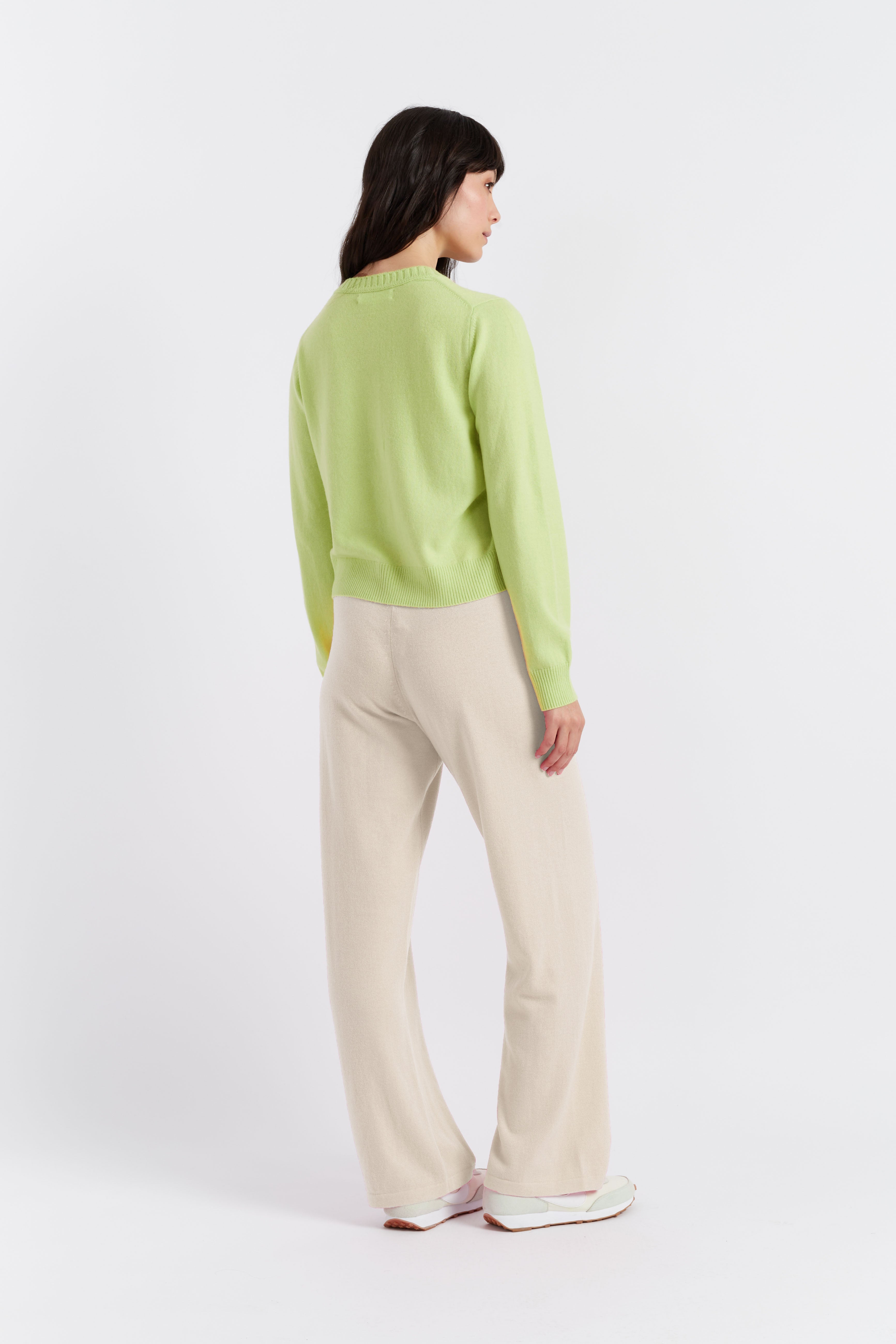 Soft Lemon Wool Cashmere Crew Neck Sweater for Women - Cozy Winter Pullover for Casual Wear & Office Outfits