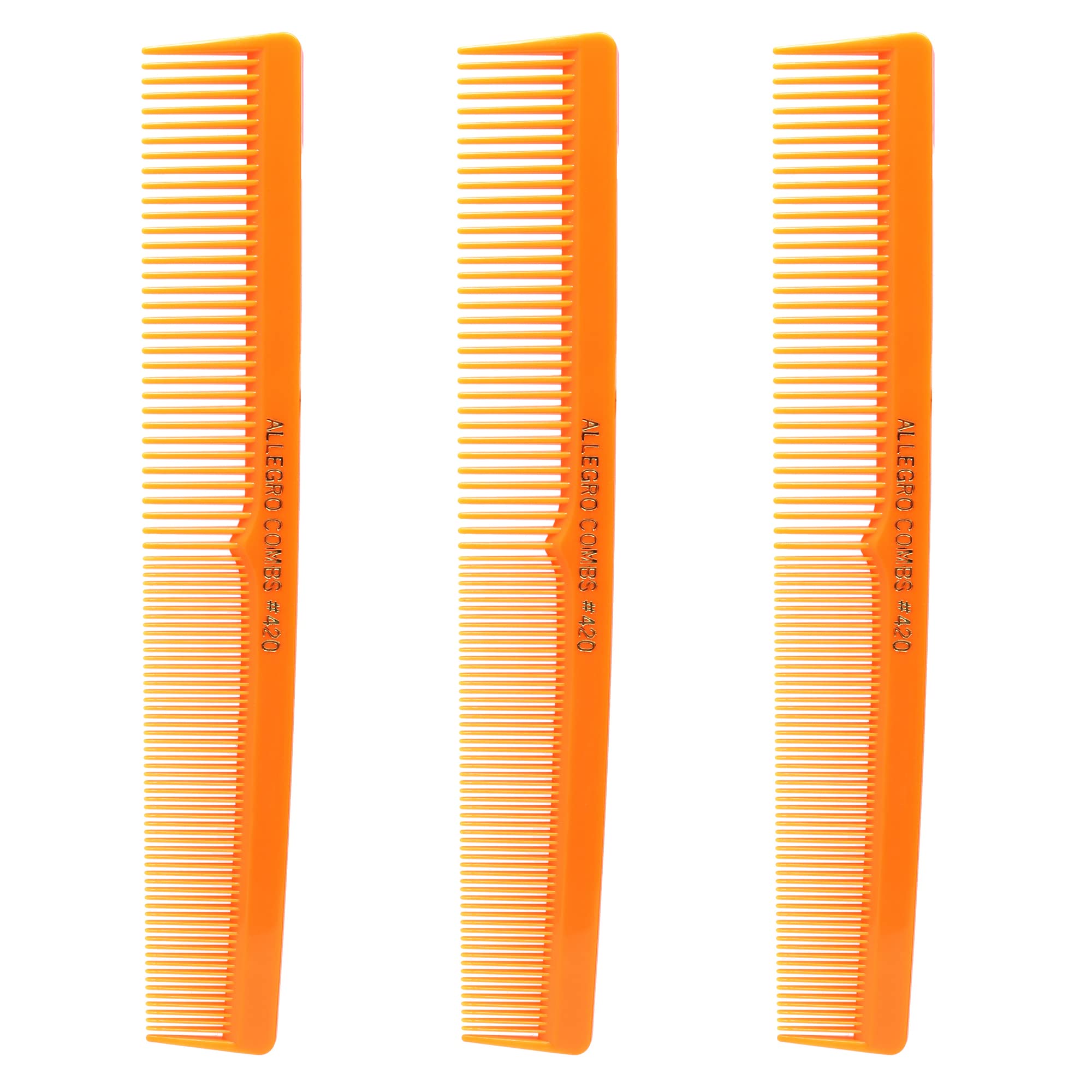 Professional 3-Piece Hair Cutting Comb Set for Men & Women - Barber Styling, Beard & Mustache Grooming, Braiding & Parting - Includes Toddler & Kids Combs - Neon Orange - Made in USA | Perfect for Salons, Home Haircuts & Travel Grooming