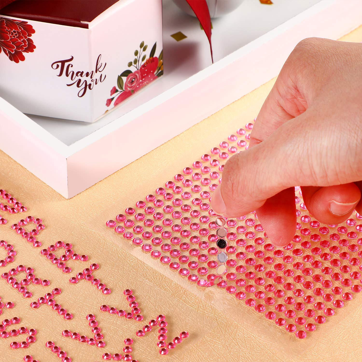 Blulu Graduation Cap Decoration Kit - Glitter Alphabet Letter Stickers & Gemstone Border Stickers for DIY Graduation Caps, Scrapbooking, and Handmade Crafts (Pink) - Perfect for High School & College Graduation Parties, Photo Props, and Memory Keepsakes