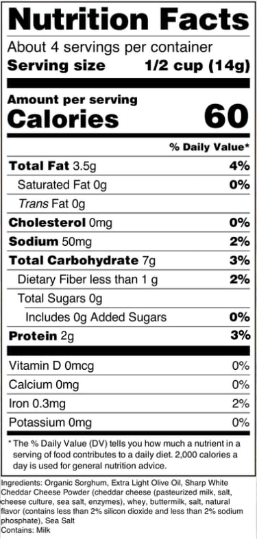Organic Popped Sorghum Snacks - Keto, Gluten-Free, Cheesy Flavor | Healthy Alternative to Popcorn | Non-GMO, Made in USA | Perfect for Movie Nights, Road Trips & Lunchboxes - 2oz (6-Pack)
