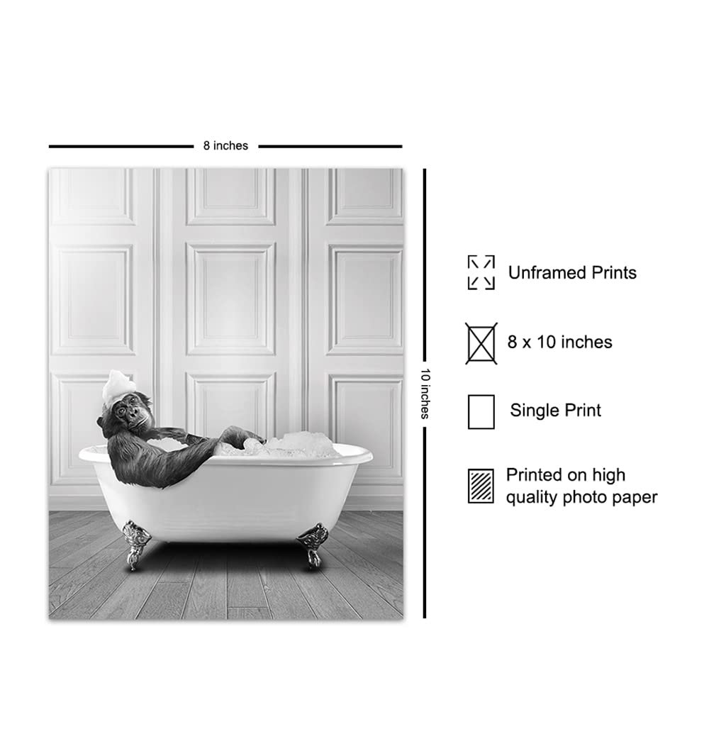 Funny Bathroom Wall Art for Men & Women - Modern Monkey Chimp Decor Sign - Unique 8x10 Powder Room Poster - Perfect for Guest Bathrooms, Restrooms & Home Decor