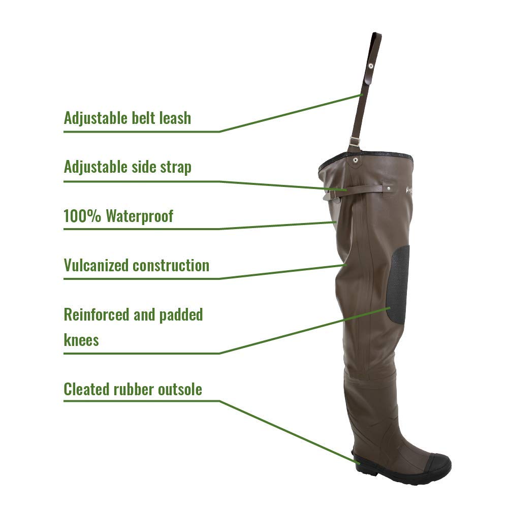 FROGG TOGGS Men's Classic 2 Hip Wading Boots - Felt & Cleated Soles for Fly Fishing, Stream Wading & Outdoor Adventures