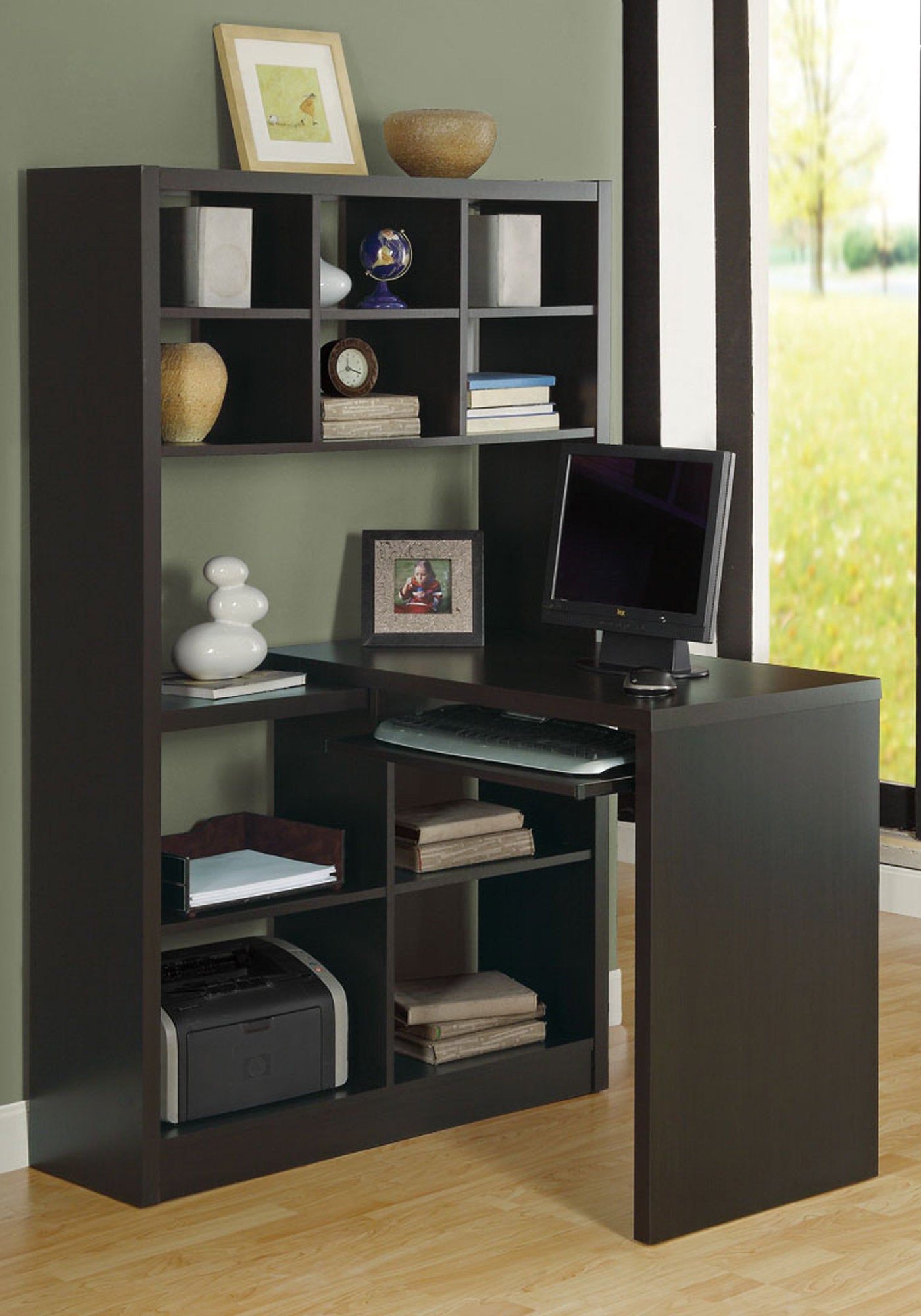 Office Series Espresso Left or Right Facing Corner Desk - Perfect for Home Office & Small Workspace