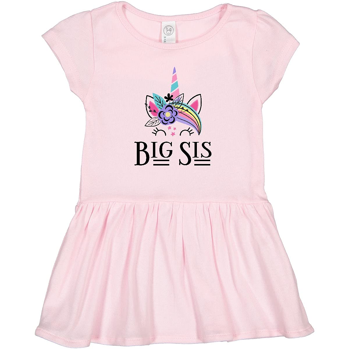 Inktastic Sister Announcement Big Sis Unicorn Face Toddler Dress - Cute Matching Outfit for Sibling Photo Shoots & Special Occasions