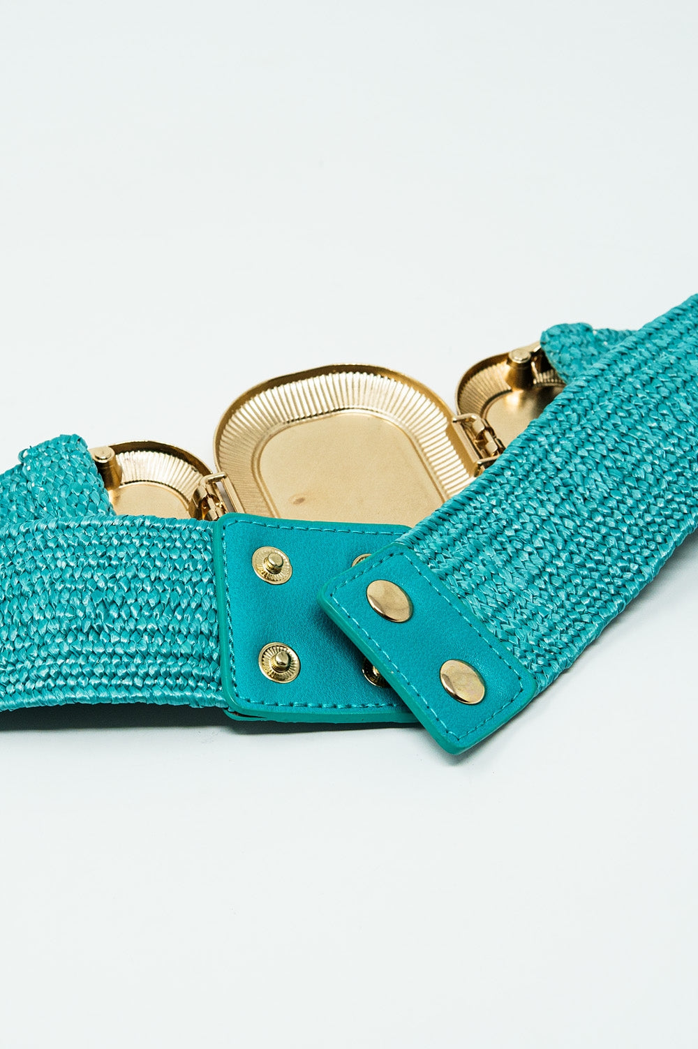 Turquoise Woven Belt with Rectangular Buckle and Beads - Perfect for Boho Fashion, Summer Outfits, and Festival Accessories