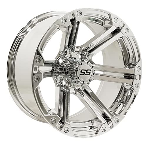GTW Specter 14 Inch Golf Cart Wheels & Rims - Chrome Plated Alloy Wheels for Golf Carts, Utility Vehicles & Neighborhood Electric Vehicles (NEVs) - Perfect for Upgrading Your Golf Cart Style & Performance