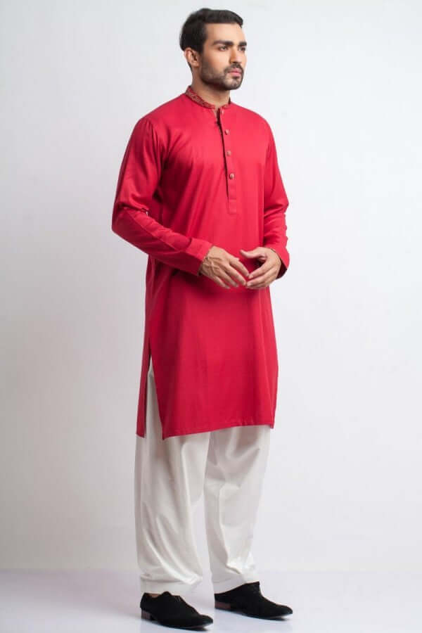 Stylish Red Cotton Kurta for Women - Comfortable & Breathable Indian Ethnic Wear - Perfect for Festivals, Weddings & Casual Outings