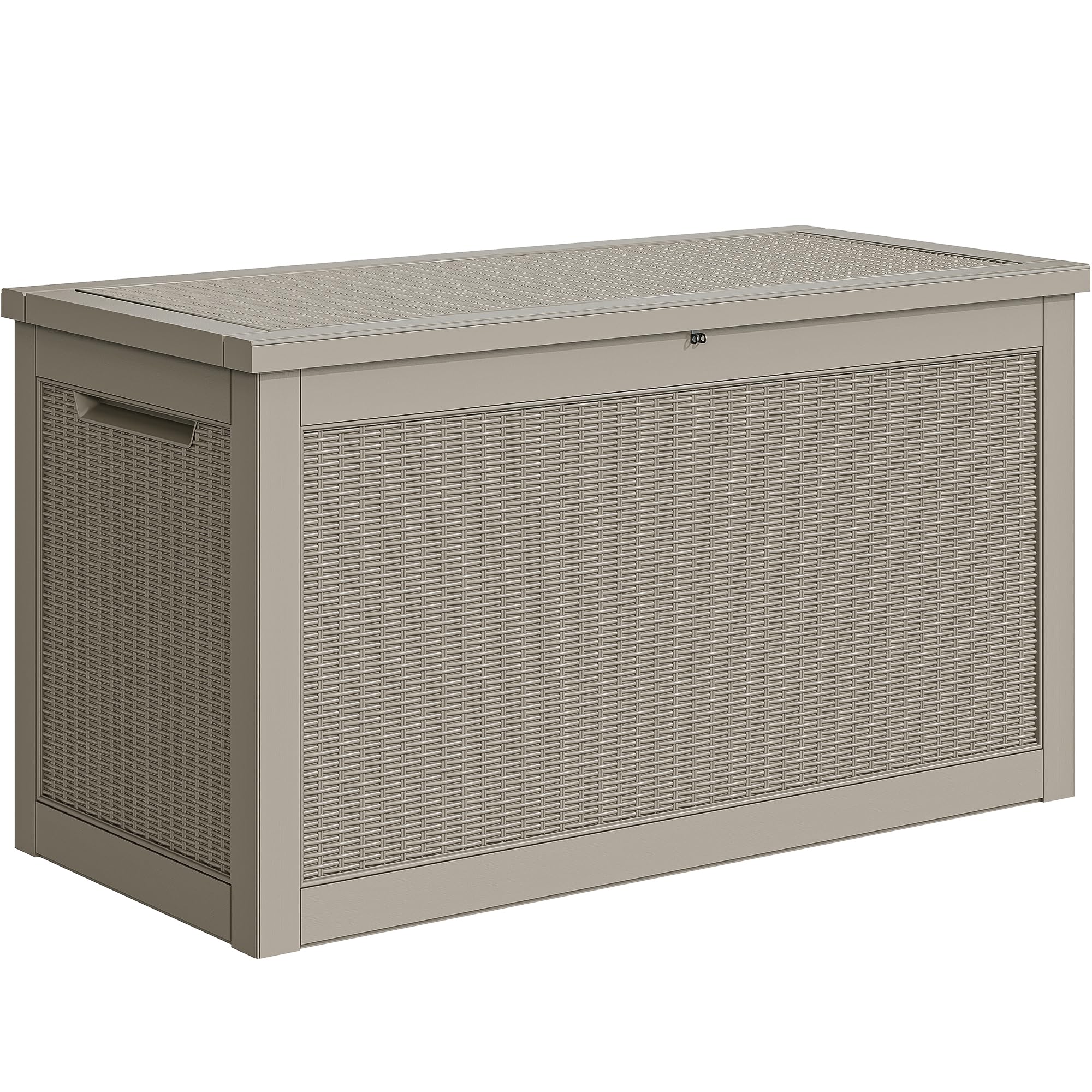 YITAHOME XXL 260 Gallon Large Outdoor Deck Box - Waterproof Lockable Resin Storage Container for Patio Furniture, Garden Tools, Cushions & Pool Accessories - Weatherproof Rattan Design for Backyard, Deck & Garden Storage (Brown)