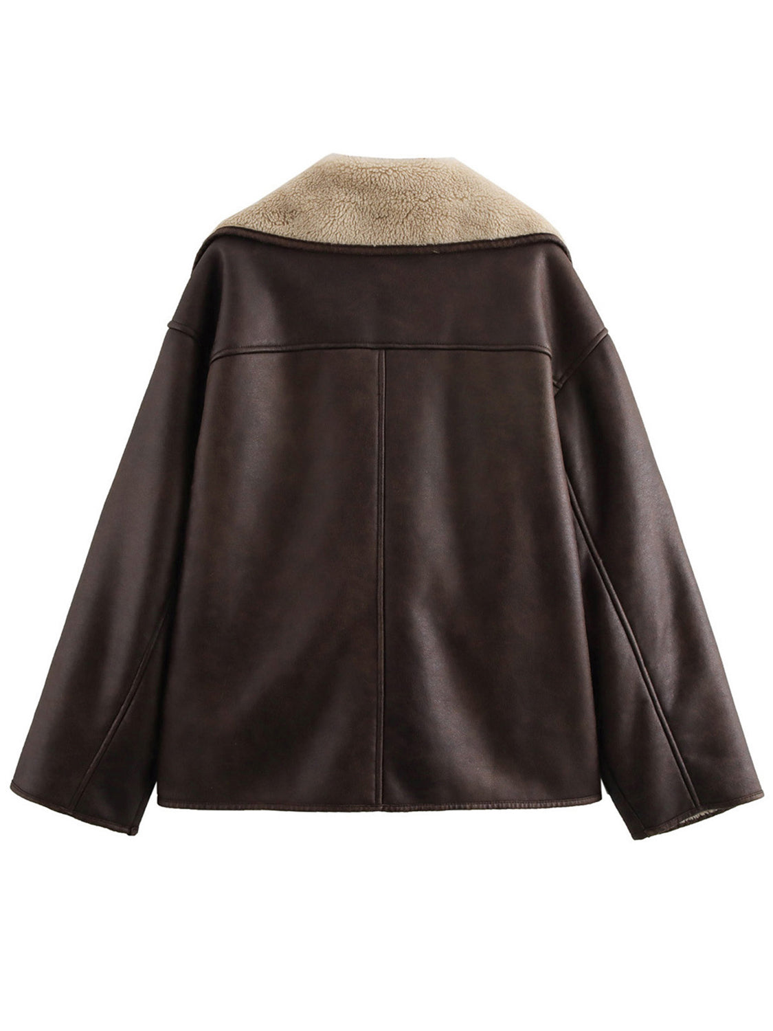 Stylish Collared Long Sleeve Plush Jacket for Women - Cozy Winter Outerwear for Casual Outings & Outdoor Activities