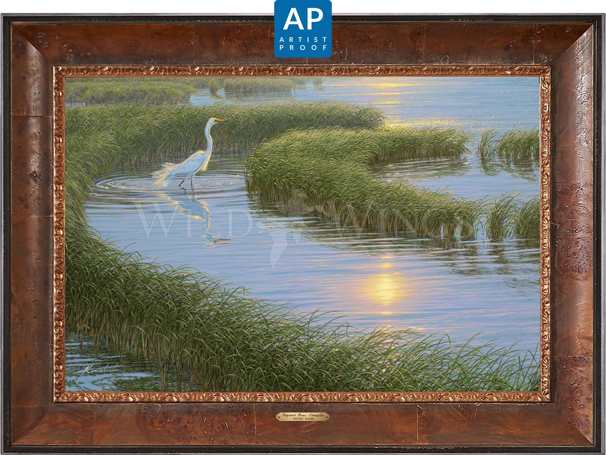 Evening Solitude - White Egret Artist Proof Edition (AP) | Limited Edition Art Print | Perfect for Home Decor, Office Wall Art & Gift Giving