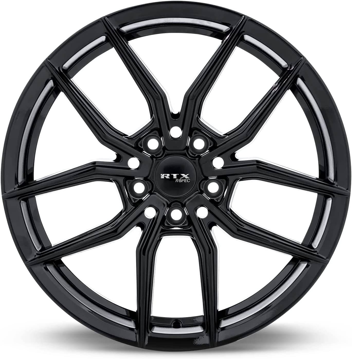 RTX R Spec SW05 17x7.5 Inch Alloy Wheel Rim - Gloss Black, 5x114.3 Bolt Pattern, 35 Offset, 73.1mm Center Bore (Center Caps Included) - Perfect for Honda Civic, Toyota Camry & Nissan Altima Custom Upgrades
