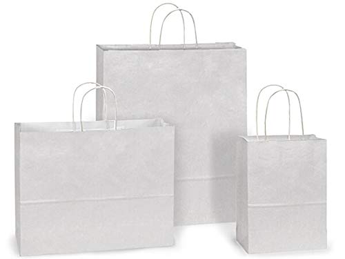 Eco-Friendly White Kraft Shopping Bags Bulk - 300 Pack Recyclable Paper Gift Bags for Retail Stores, Grocery Shopping & Party Favors | Durable & Sustainable Packaging Solution