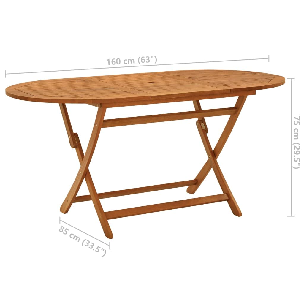 VidaBella Solid Eucalyptus Wood Folding Patio Table - 63