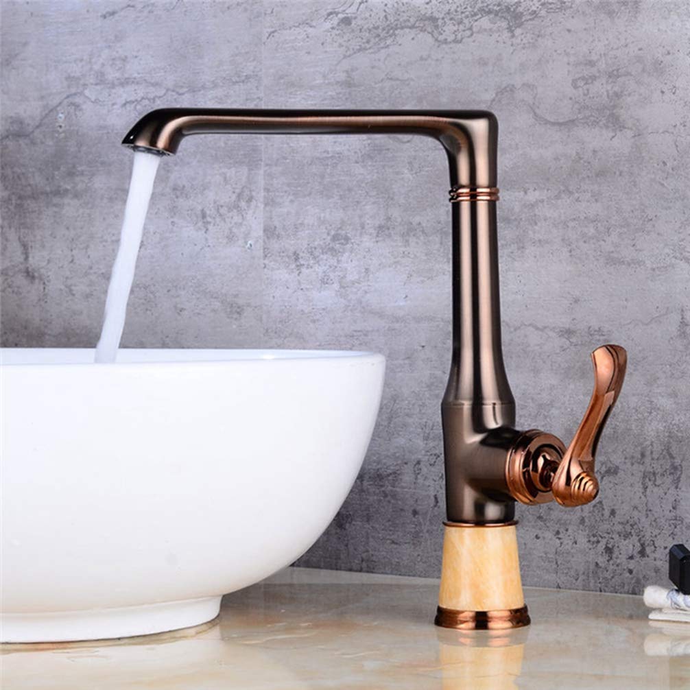 Premium Black & Brass Single Handle Deck Mounted Kitchen Faucet - Hot/Cold Water Mixer Tap with High Arc Spout for Modern Sink (Perfect for Cooking, Dishwashing & Food Prep in Contemporary Kitchens)