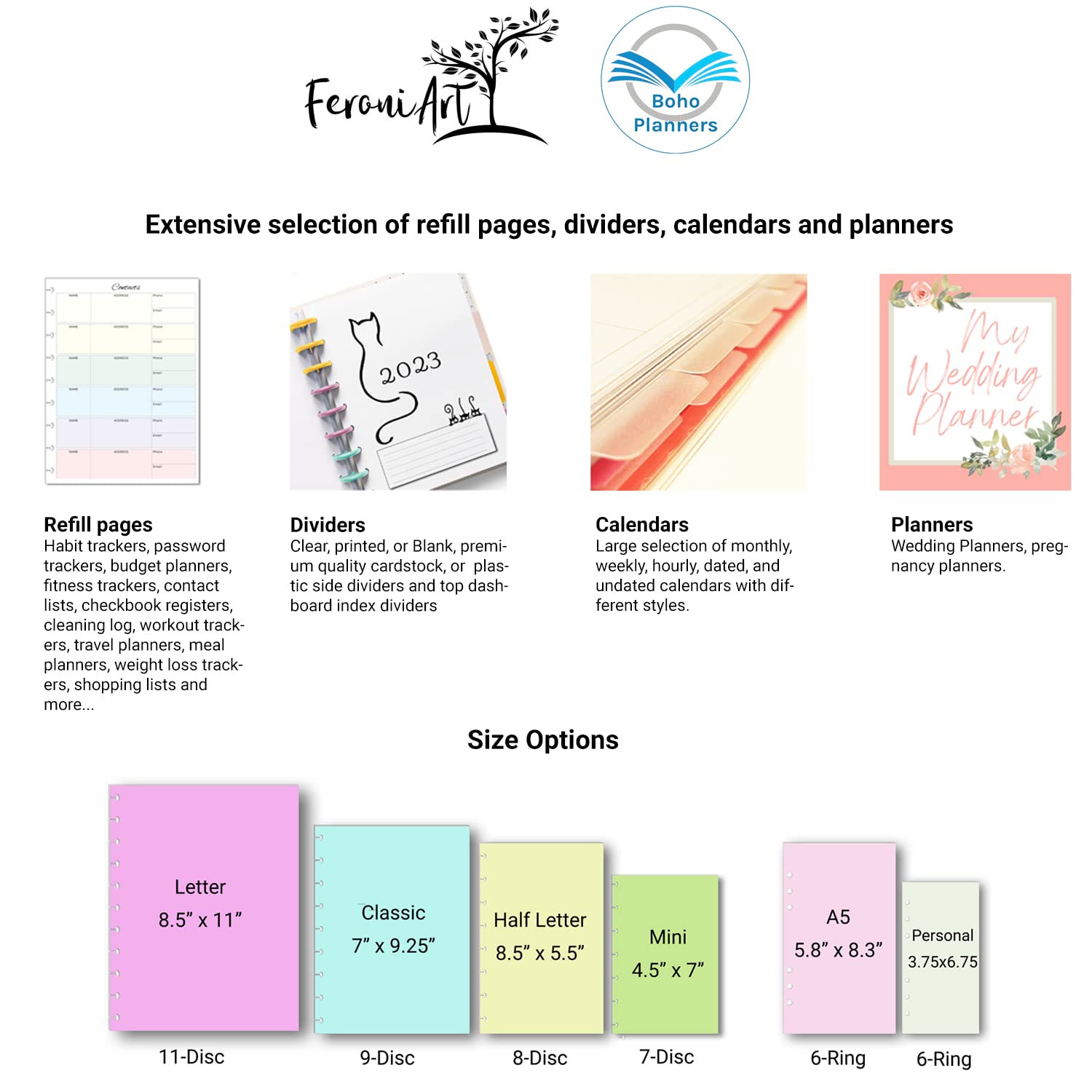 2024-2025 Monthly Planner Refills for 9-Disc Medium Planners (7x9.25 Inches) - Perfect for Home Office, School & Work Organization (Planner Sold Separately)