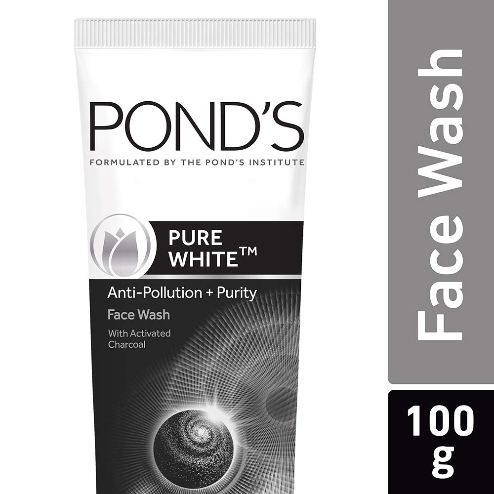 Pond's Pure White Anti Pollution Activated Charcoal Face Wash 100g & Lakme Peach Milk SPF 24 PA+ Sunscreen Moisturizer 120ml - Deep Cleansing & Daily Sun Protection for Oily & Combination Skin