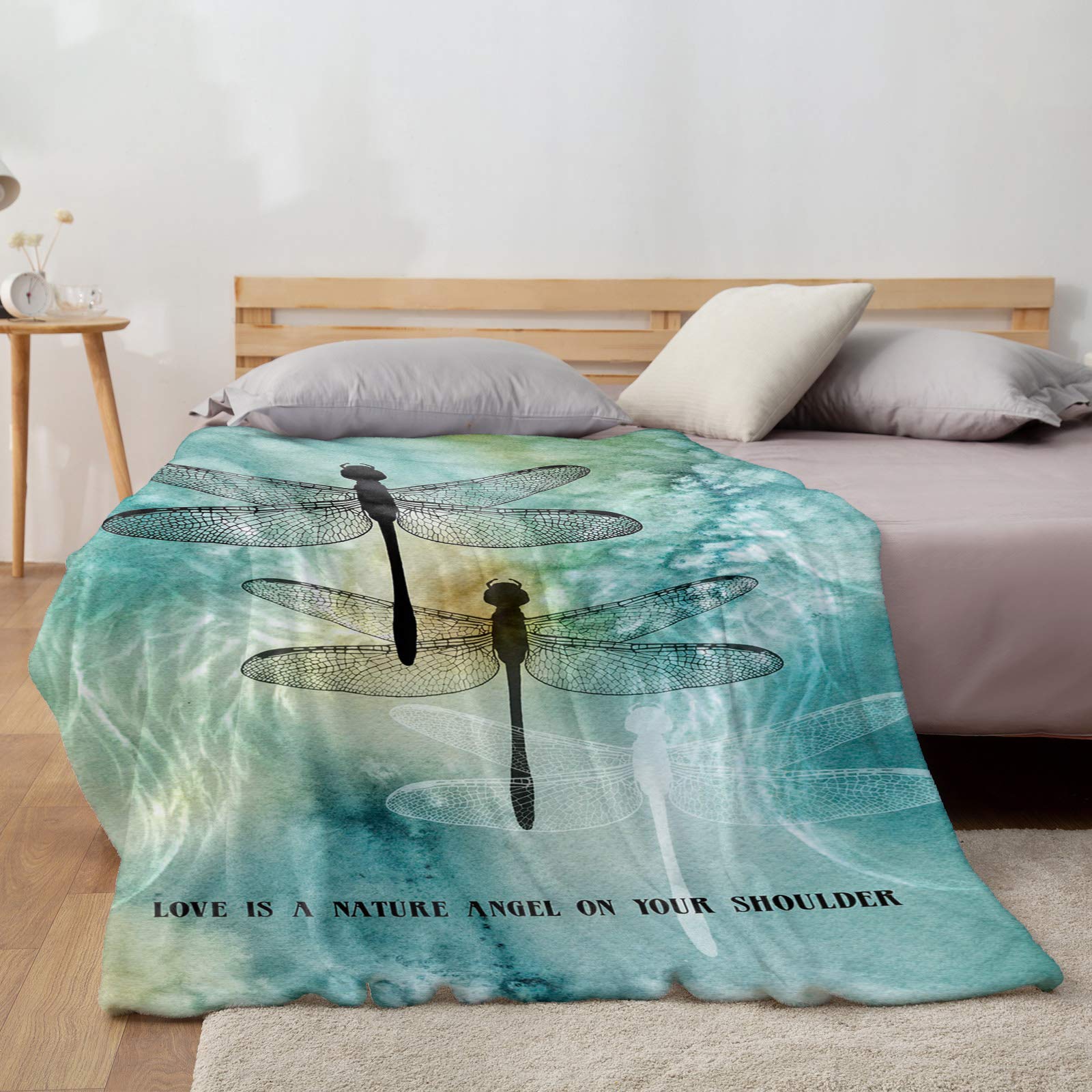 Soft Flannel Fleece Dragonfly Throw Blanket - Cozy Warm for Women, Kids - Perfect for Couch & Bed Decor