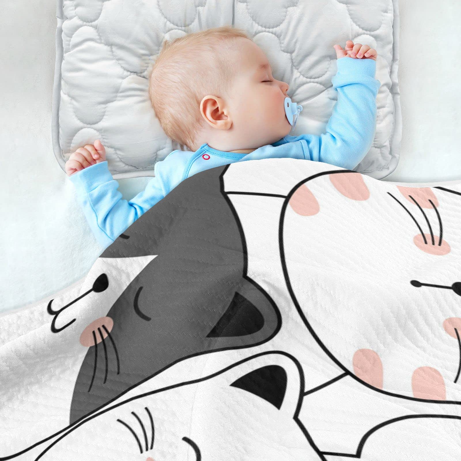 Soft Cute Cat Baby Blankets for Boys & Girls - Bedsure Fleece Throw Blanket for Newborns, Crib, Stroller & Travel - Cozy & Warm for Nursery, Bedroom & On-The-Go