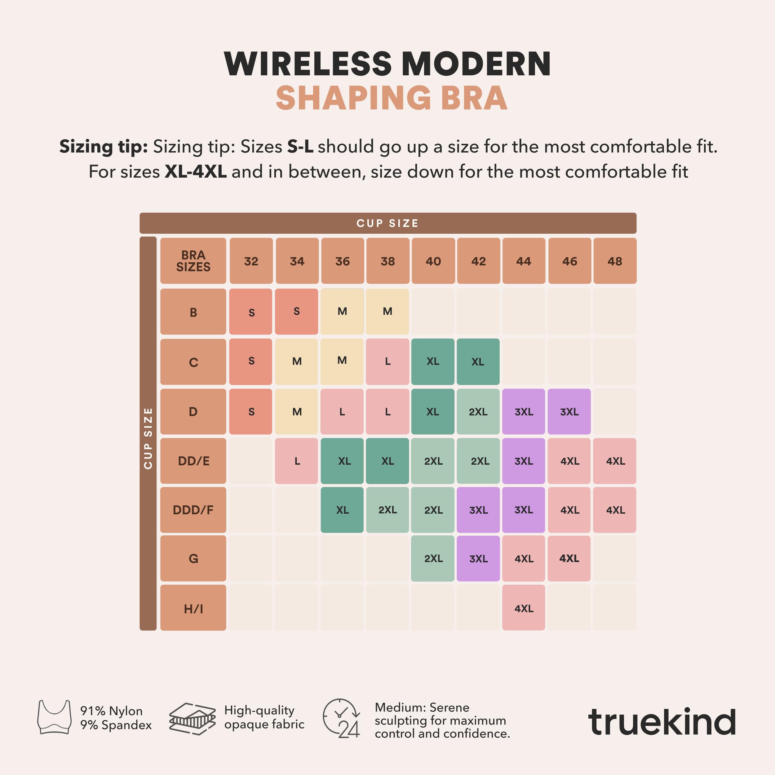Truekind Wireless Bras for Women - No Underwire, Seamless Comfort, Plus Size Adjustable Bralette | Perfect for Yoga, Lounge & Everyday Wear